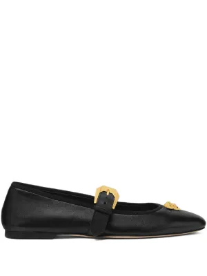 Prada buckle-strap triangle-logo Ballet Flats | Black | FARFETCH