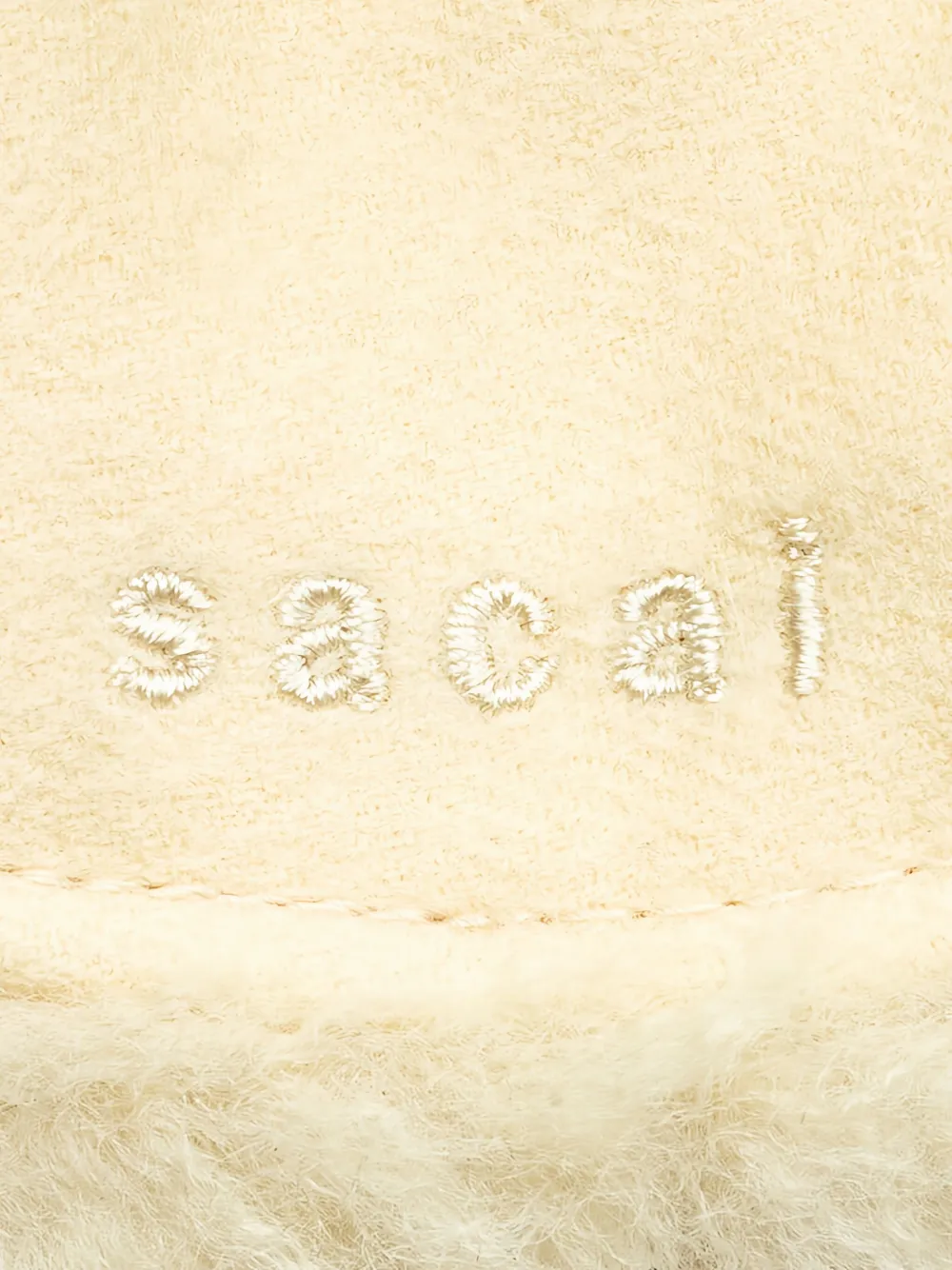 Sacai Double-brim Shearling Bucket Hat In Gray