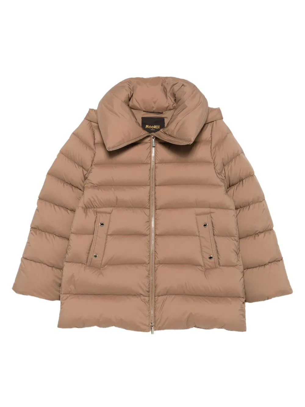 Moorer quilted hooded jacket - ブラウン Moorer quilted hooded jacket - ブラウン
