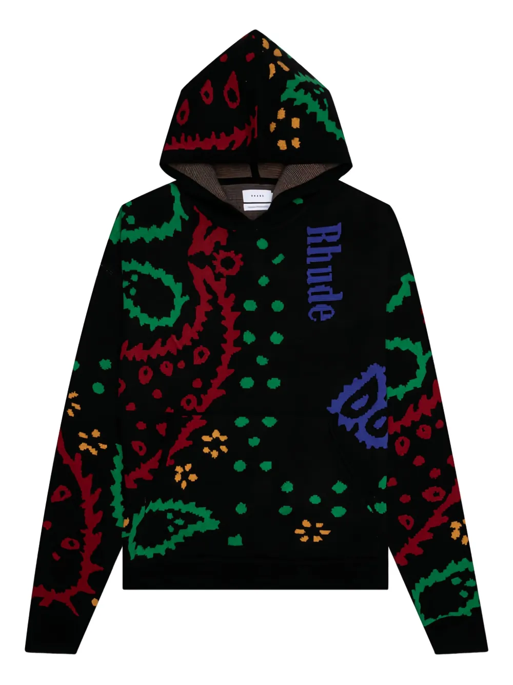 RHUDE paisley-pattern knitted hoodie - ブラック RHUDE paisley-pattern knitted hoodie - ブラック