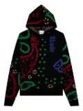 RHUDE paisley-pattern knitted hoodie - Black