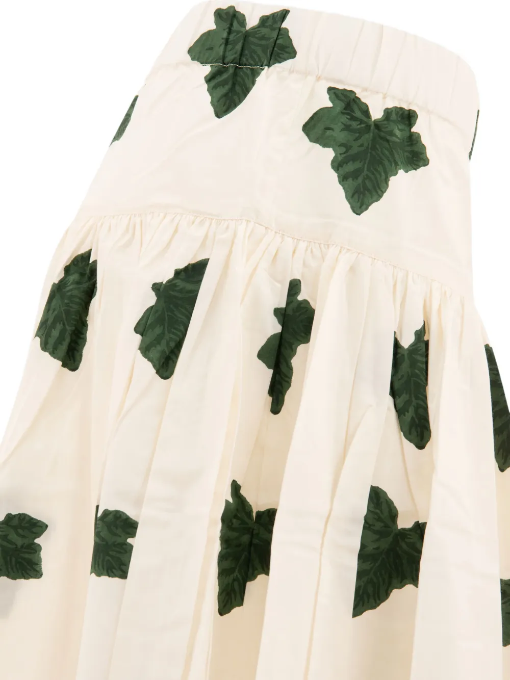 La Maison Talulah Leaf-print Pleated Skirt In Neutral