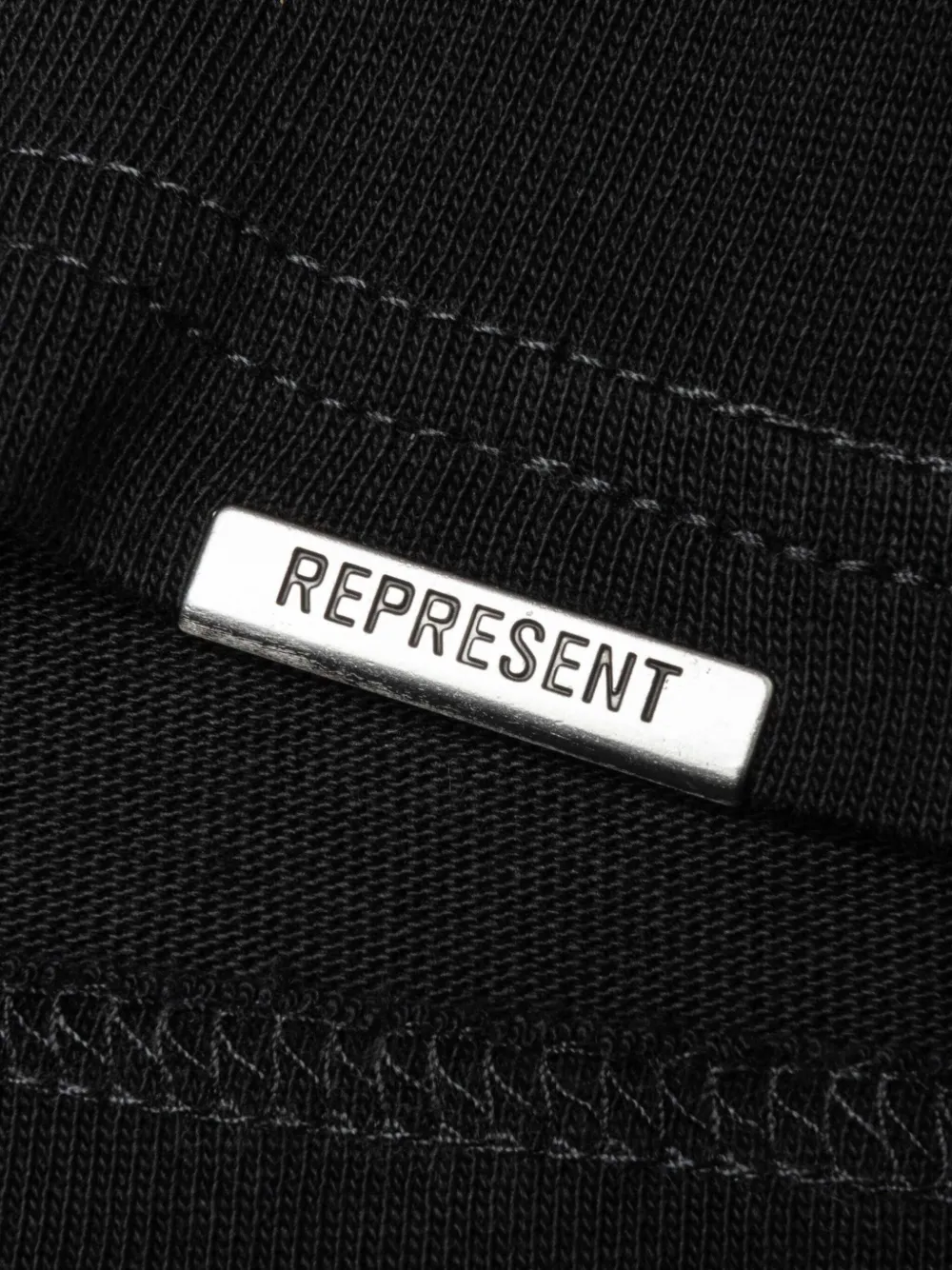 Represent logo-embroidered t-shirt Zwart