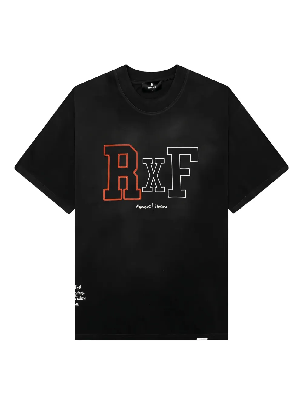 Represent logo-embroidered t-shirt Zwart