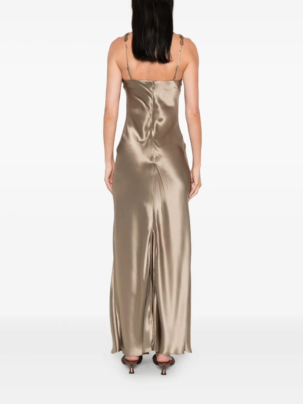 Staud Bead-embellished Slip Maxi Dress In Neutral