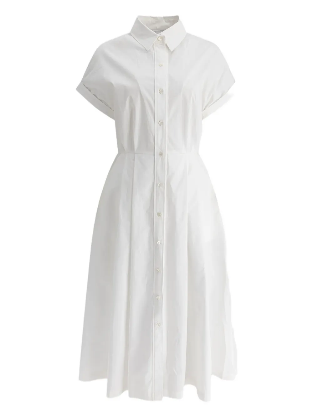 Theloom Collared Pleated Shirt Dress In White