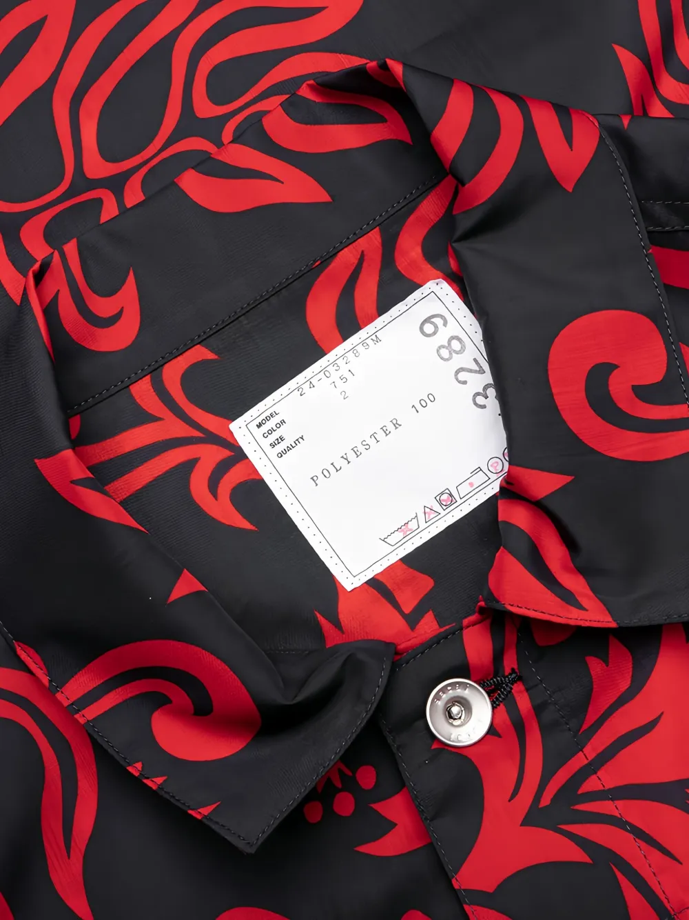 sacai leaf-print shirt jacket Zwart