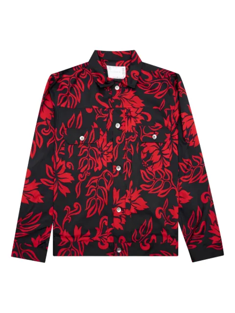 sacai leaf-print shirt jacket