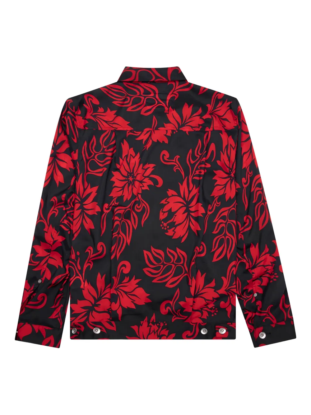 sacai leaf-print shirt jacket Zwart