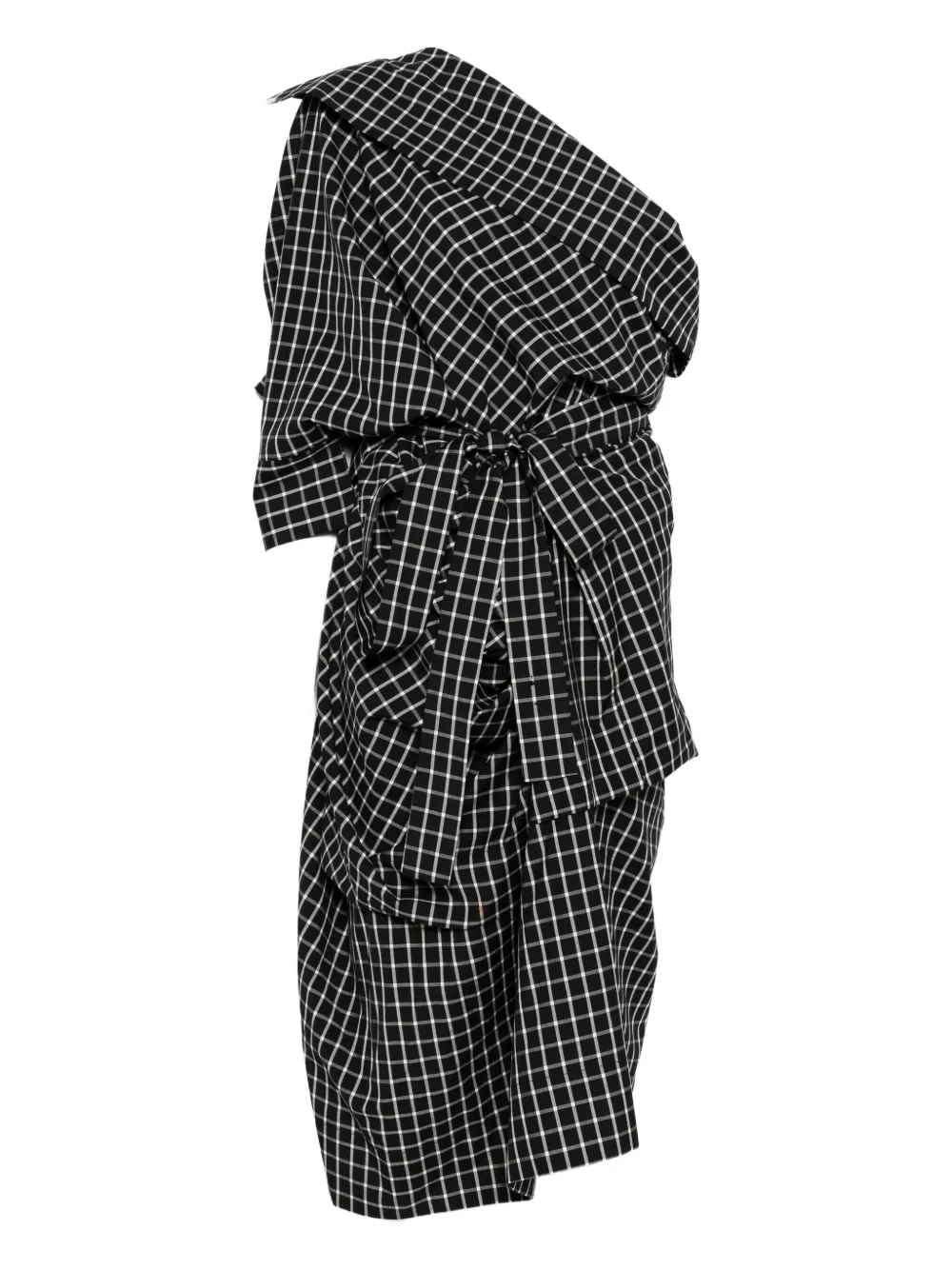2010s one-shoulder checked dress