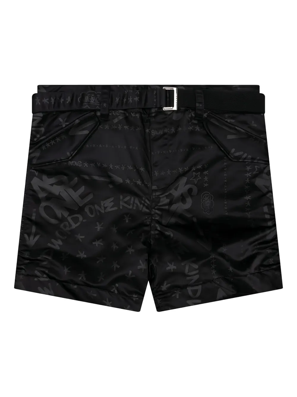 sacai x Eric Haze bandana-print belted shorts - ブラック sacai x Eric Haze bandana-print belted shorts - ブラック