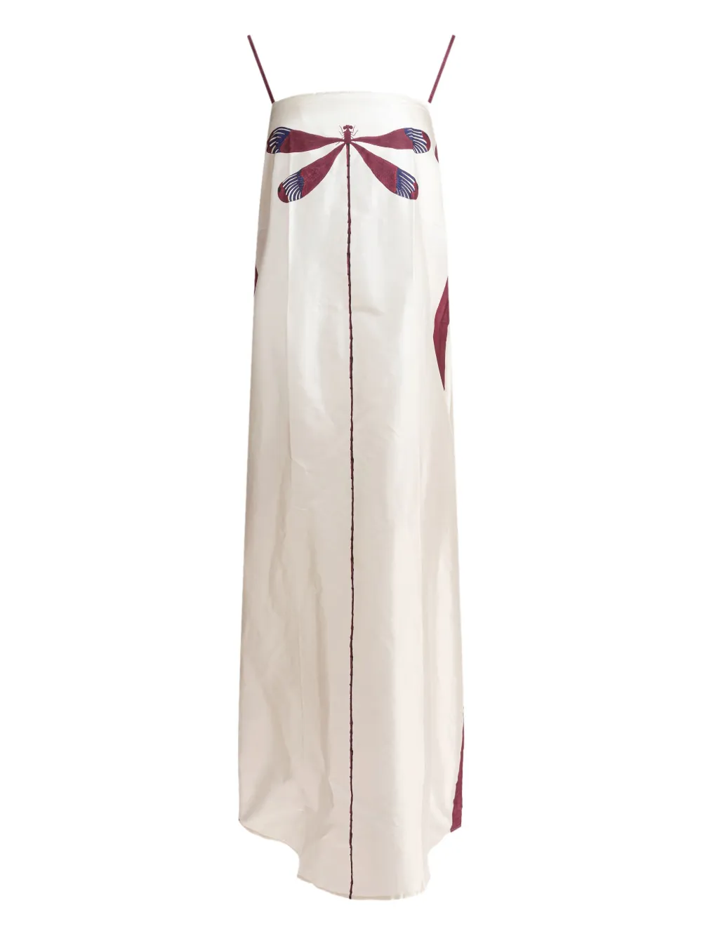 dragonfly-print silk maxi dress