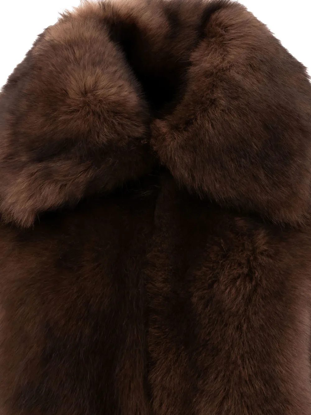 B&w Brown Shearling Coat With Classic Collar And Long Sleeves In Brown