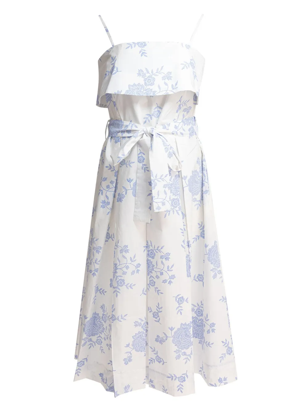 floral-print belted midi dress