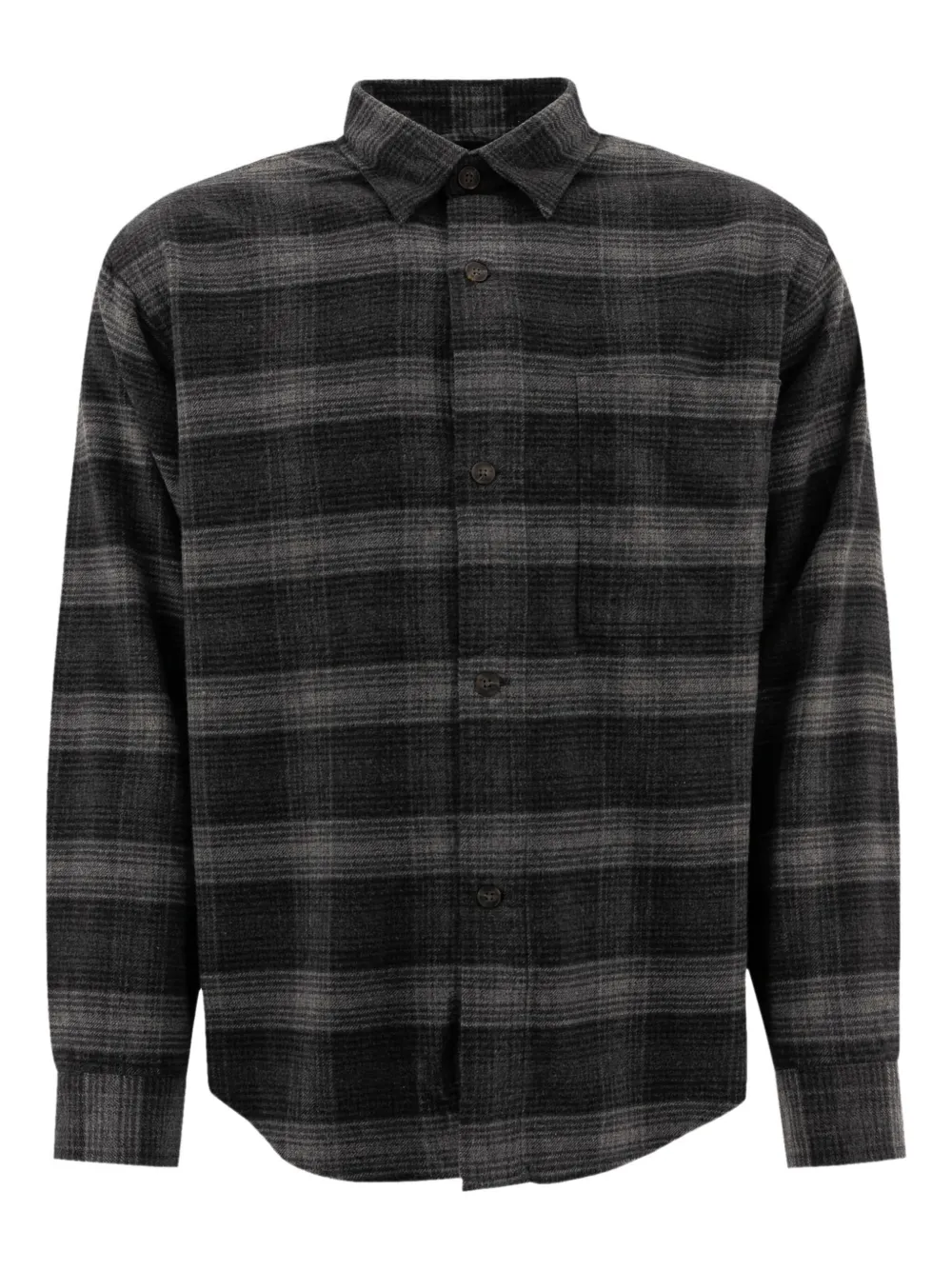 checked button-fastening shirt jacket