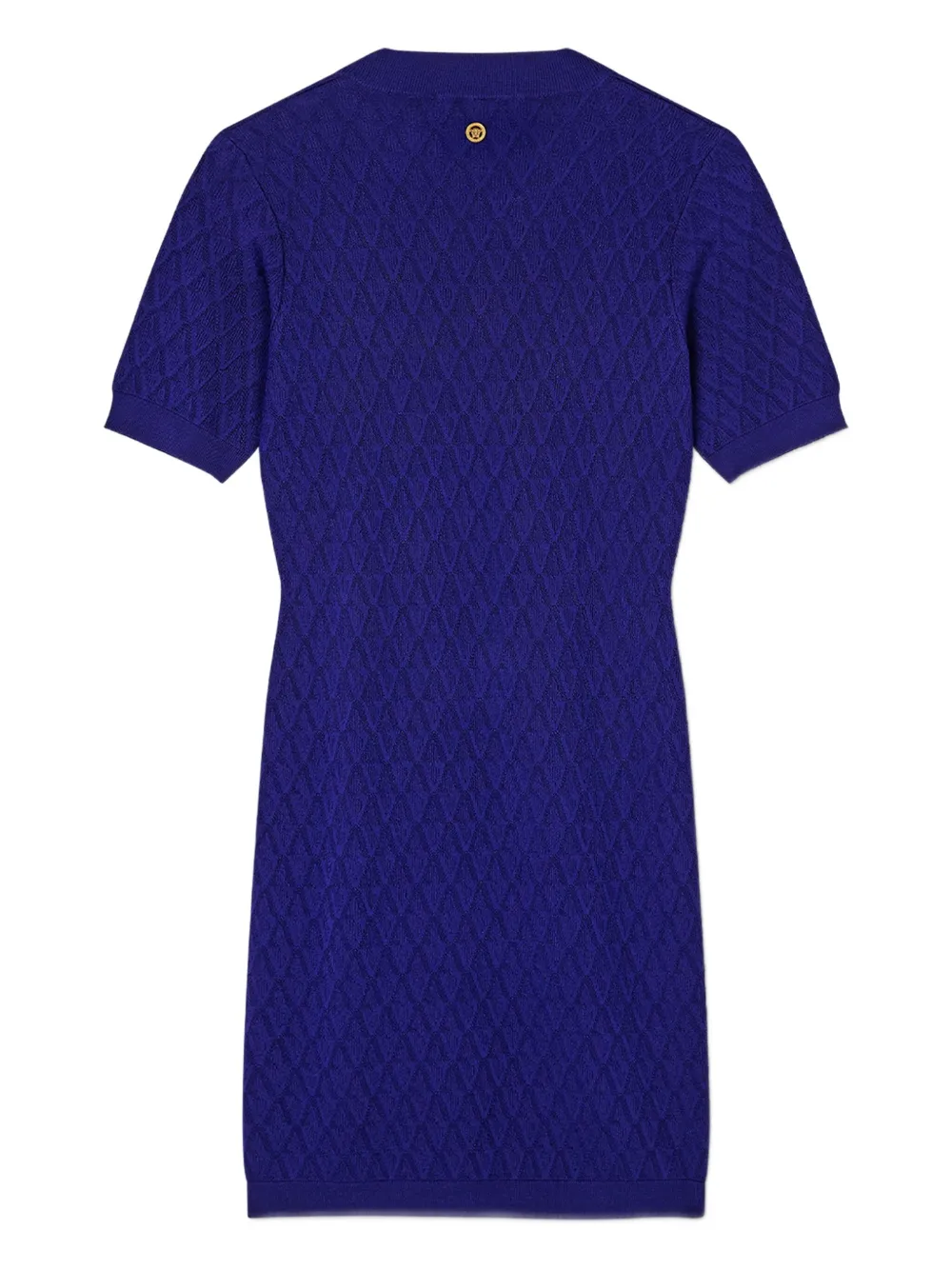 Versace short-sleeve V-pattern mini dress - Blauw