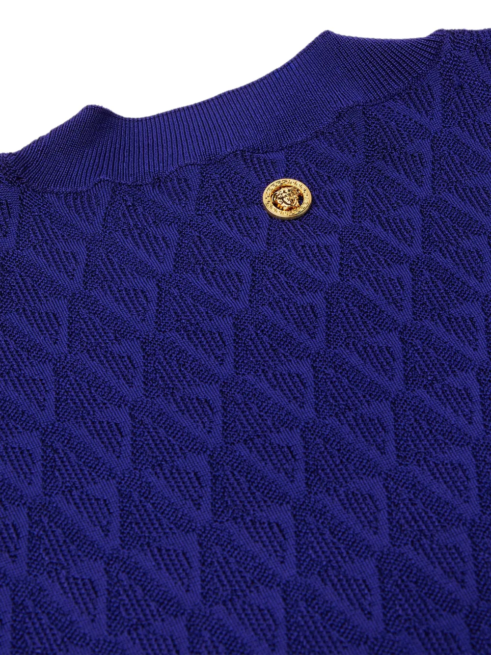 Versace Mini-jurk met korte mouwen en V-patroon Blauw