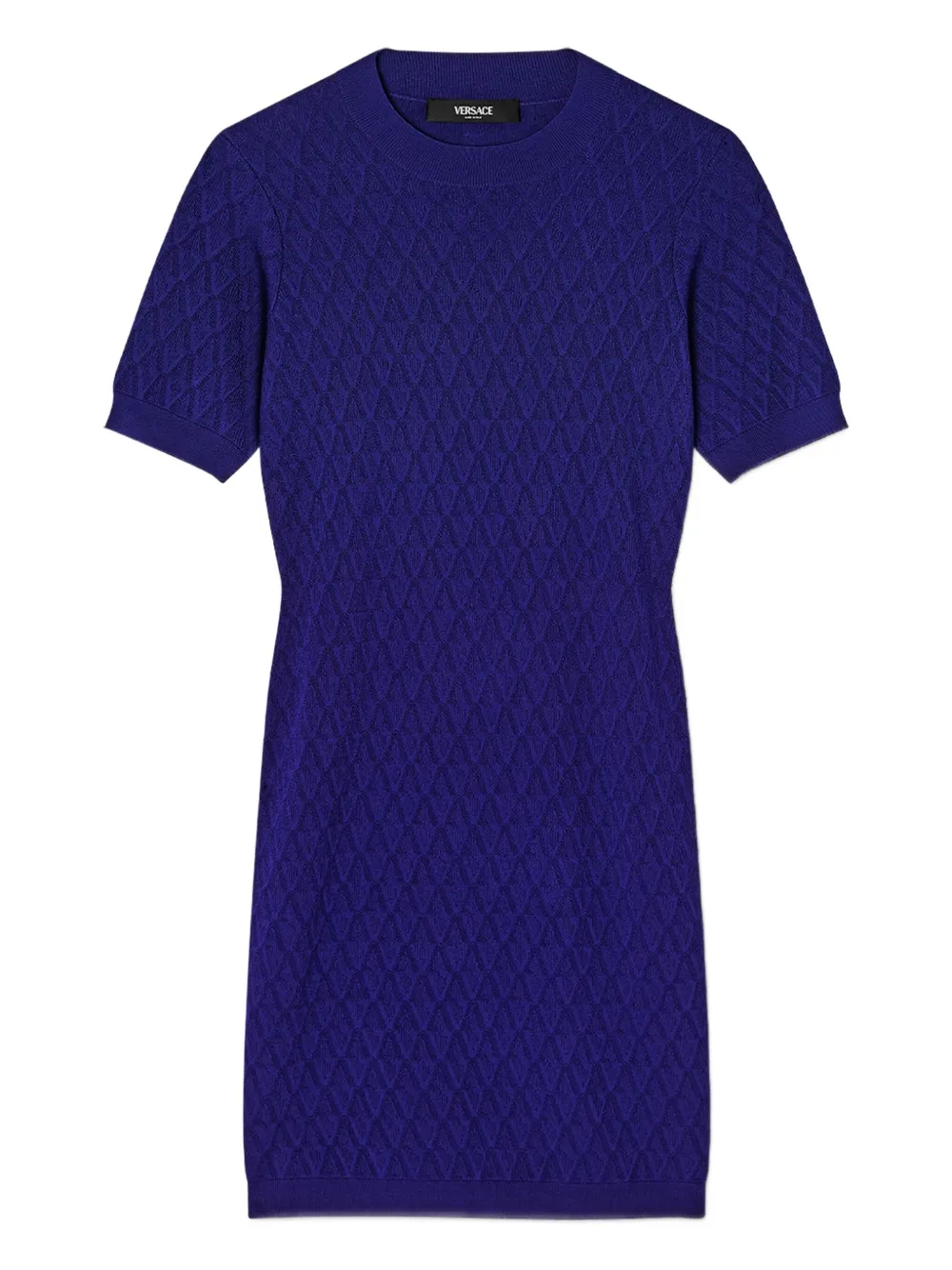 Versace short-sleeve V-pattern mini dress | Blue | Image 1