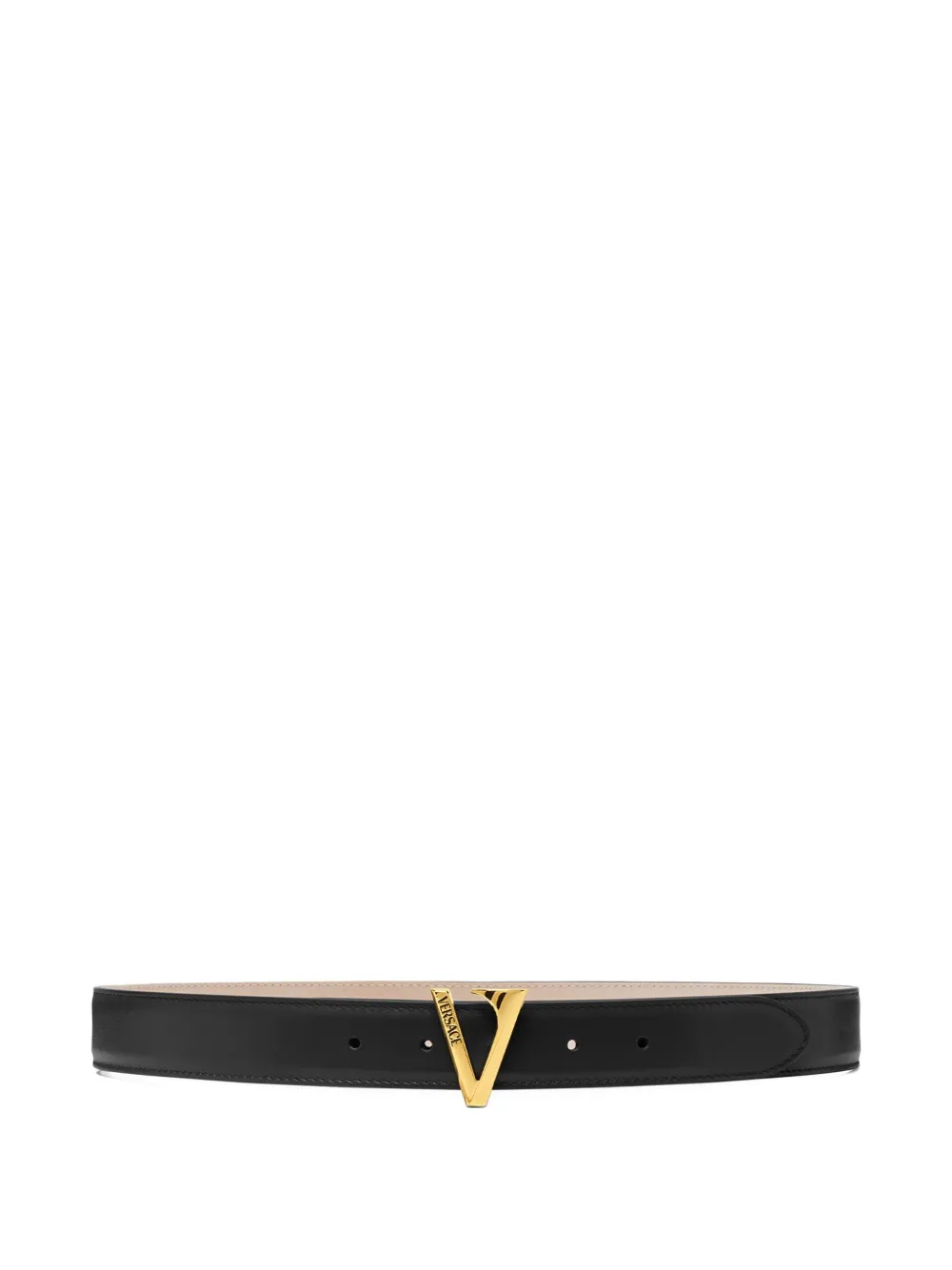 Versace V-buckle leather belt Zwart