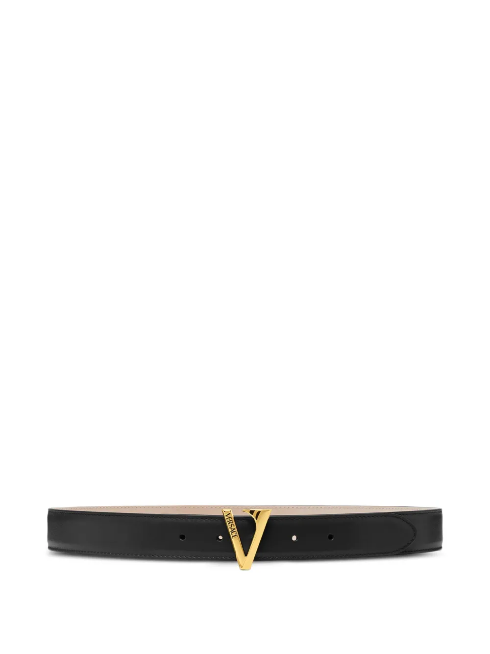 Versace V-buckle leather belt Zwart