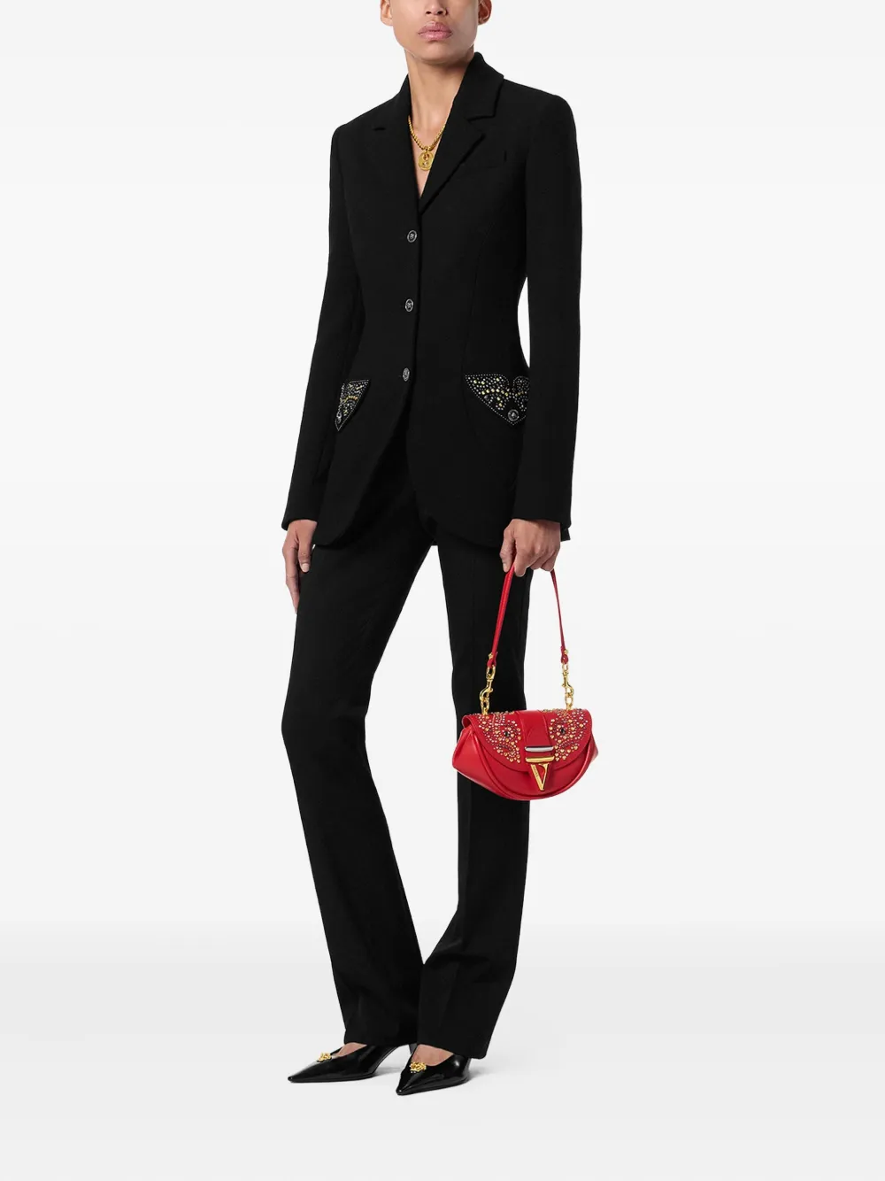Versace Virtus leren schoudertas - Rood