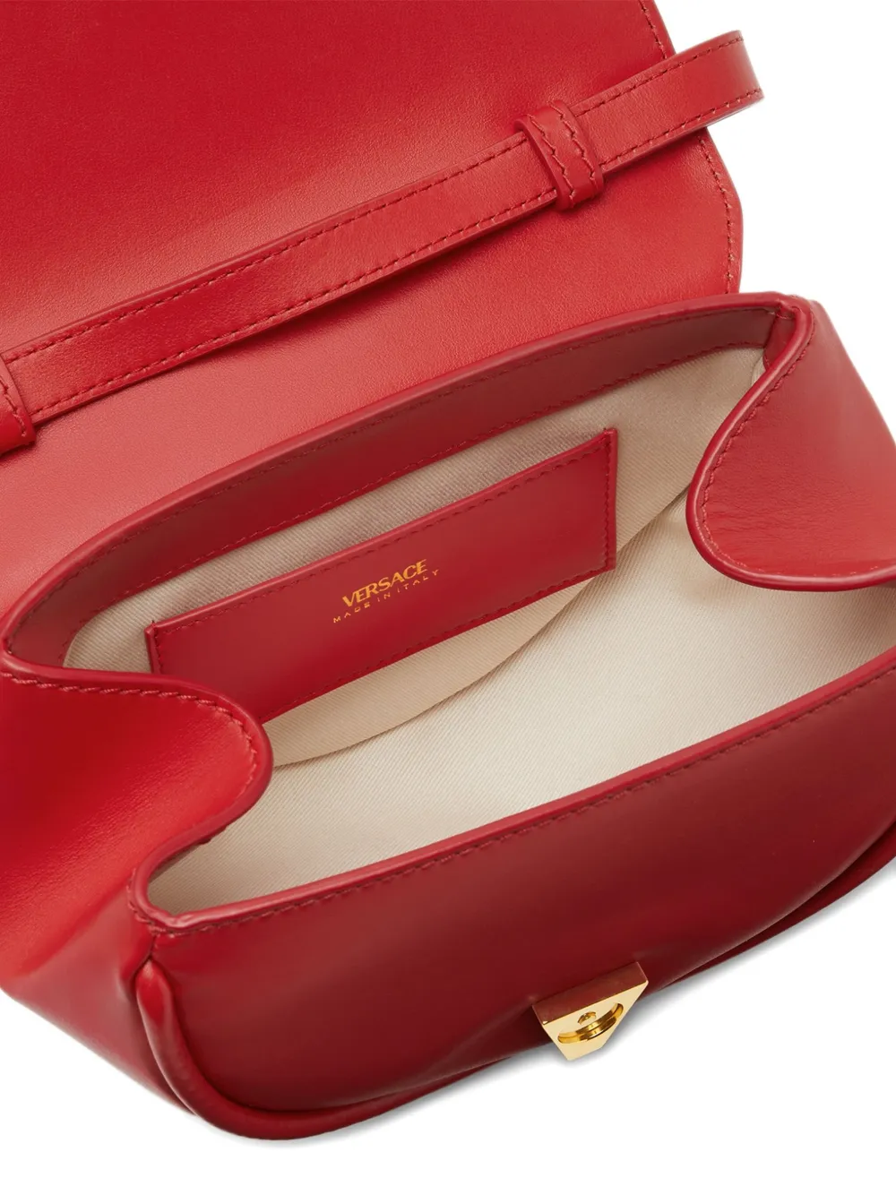 Versace Virtus Crystal-embellished Shoulder Bag In Red