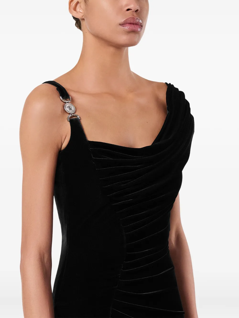 Versace La Medusa fluwelen avondjurk Zwart