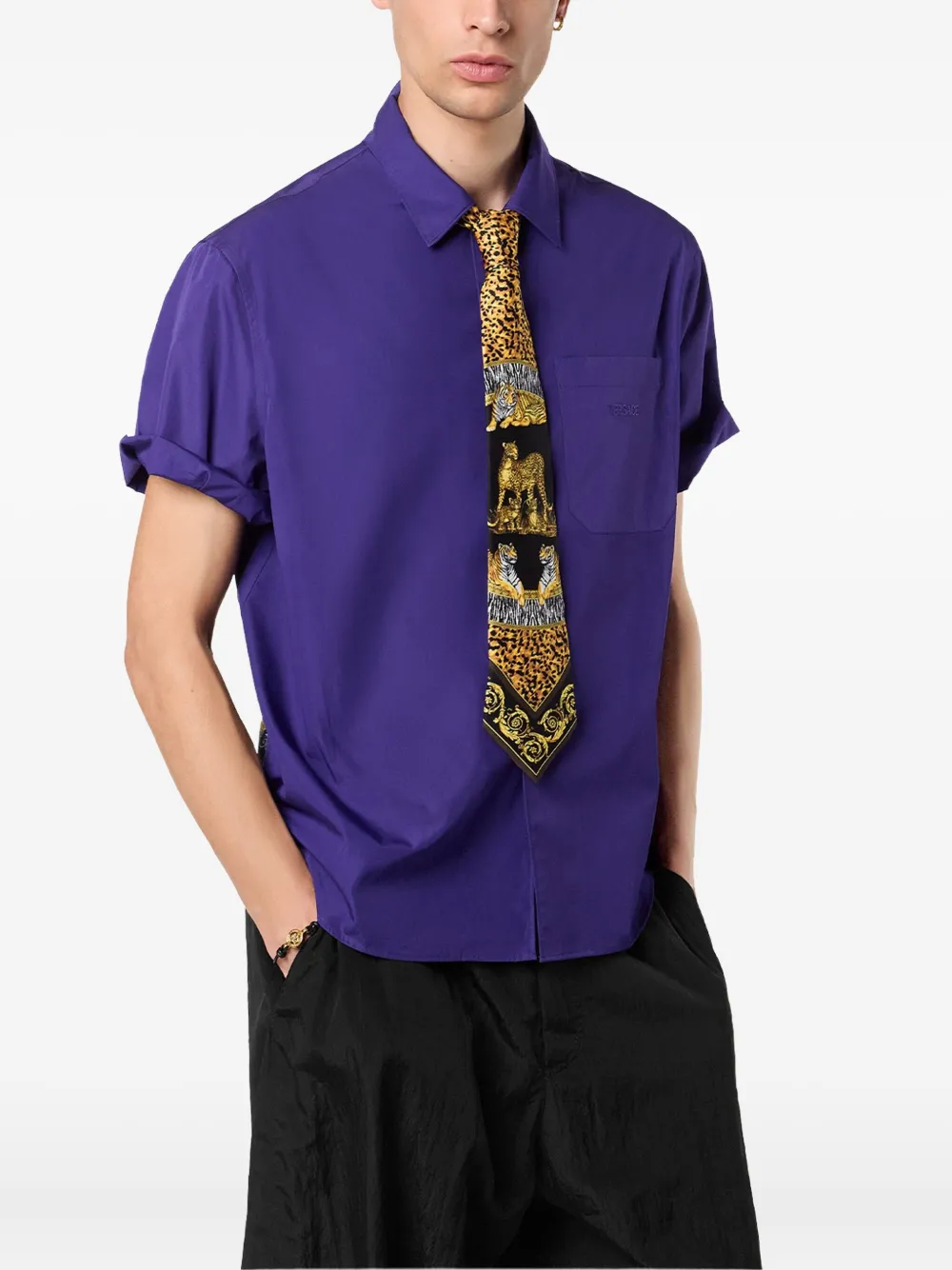 Versace Animal-print Tie In Yellow