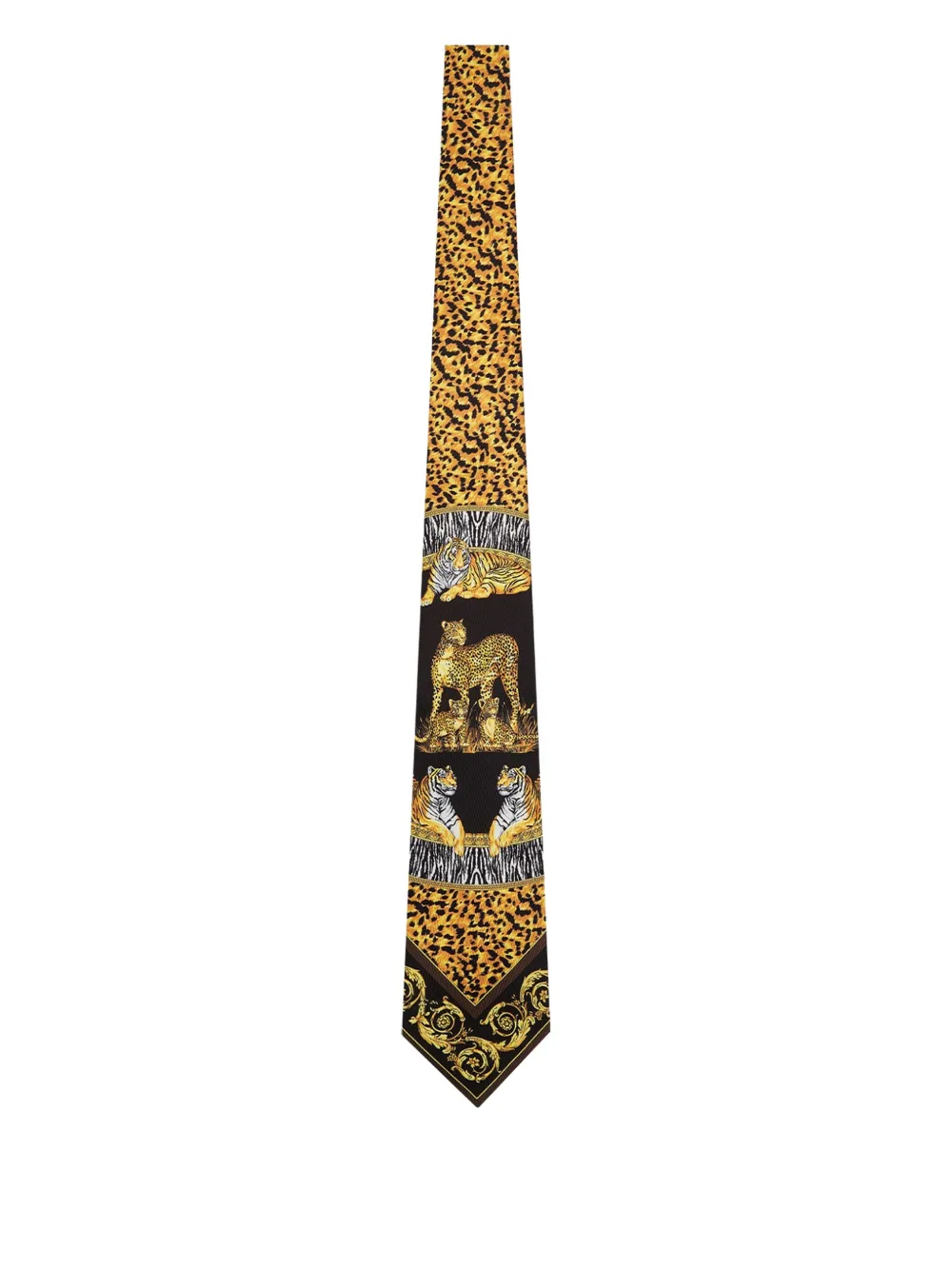 Versace Animal-print Tie In Yellow