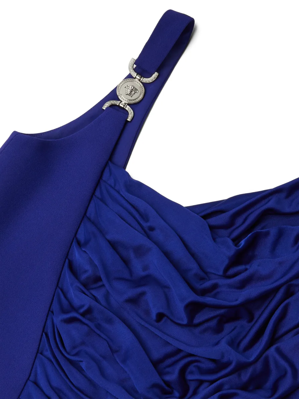 Versace Gathered Jersey Gown In Blue