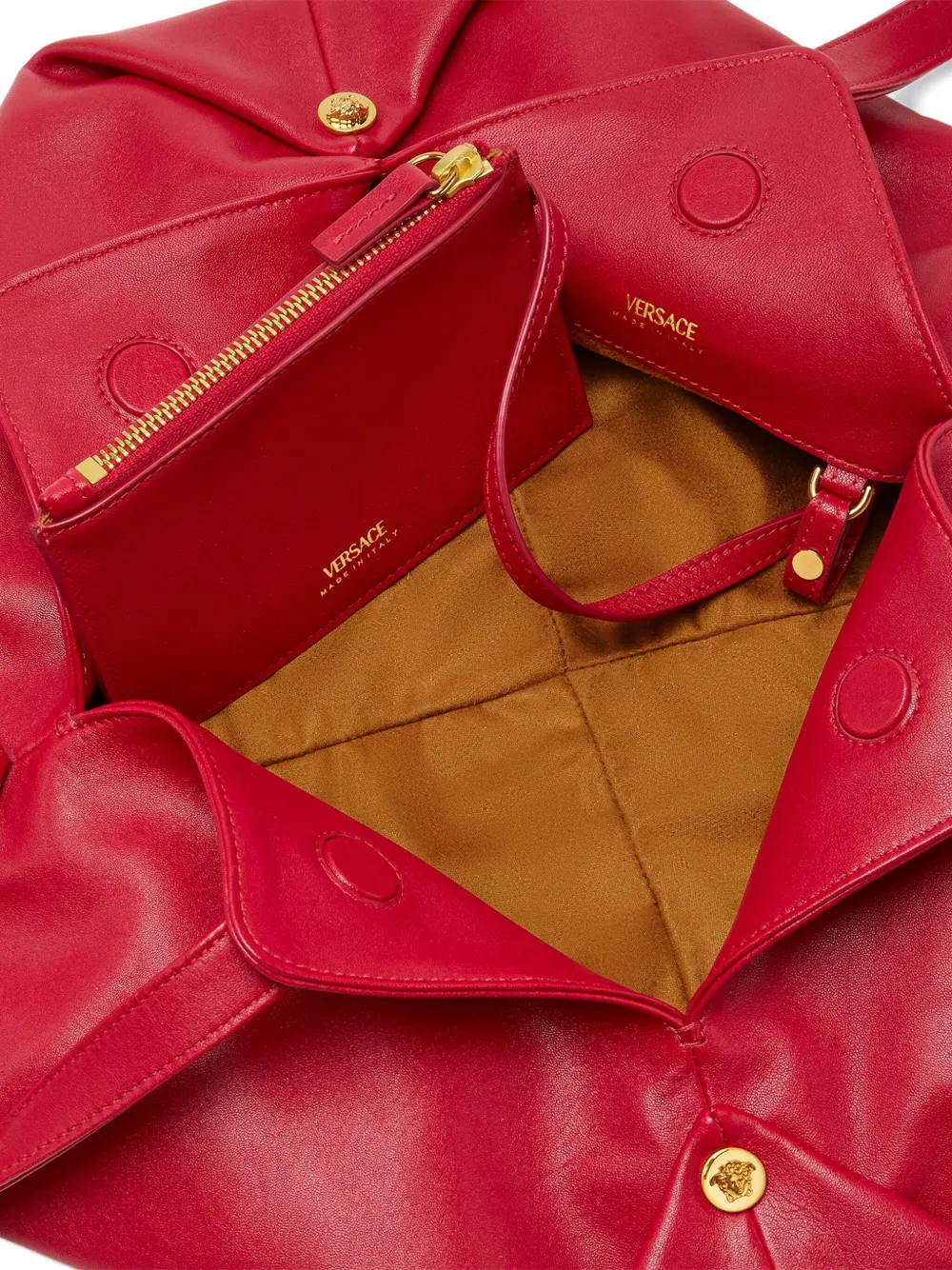 Versace Protea Leather Shoulder Bag In Red