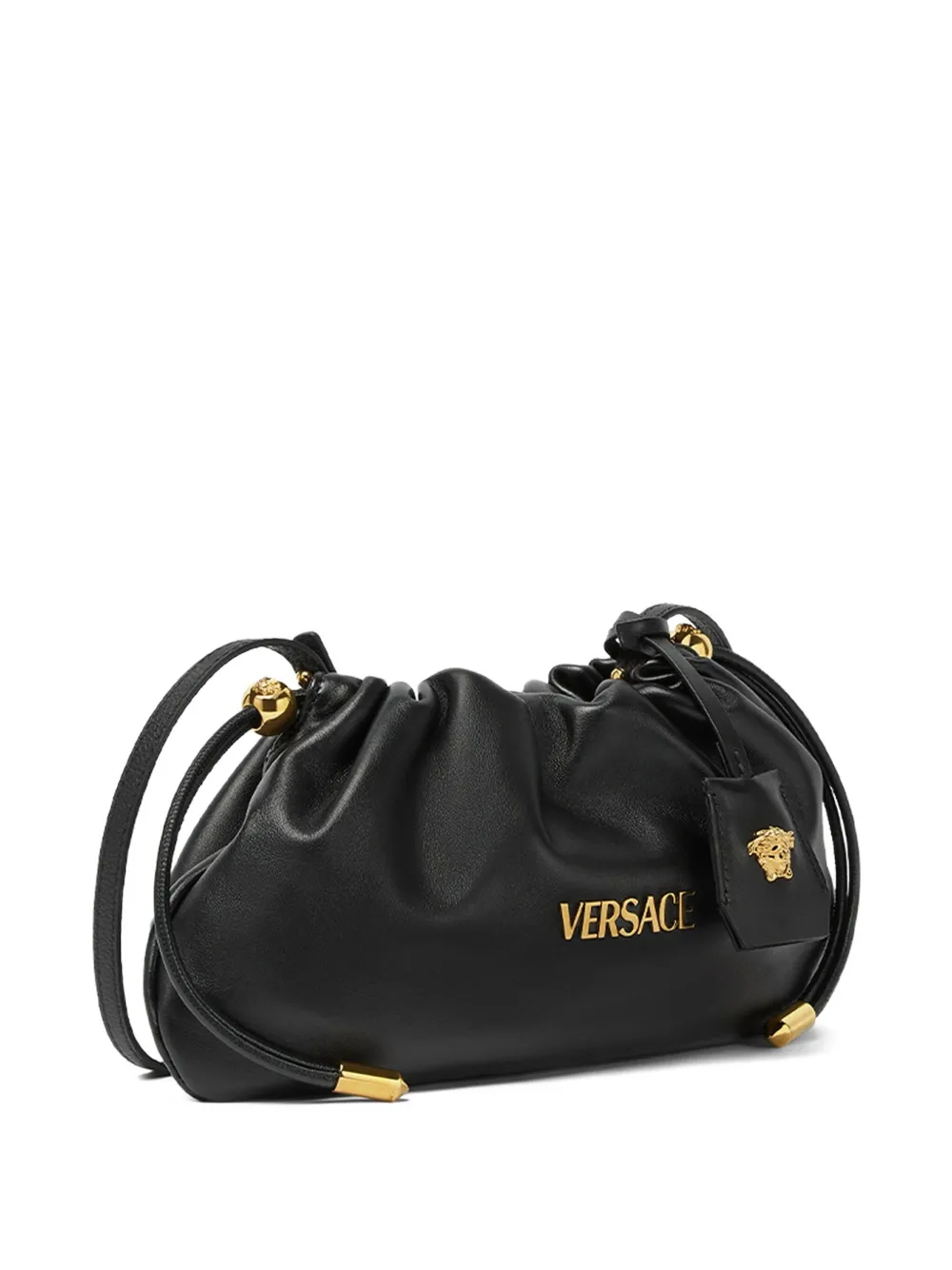 Versace Tag kleine clutch met trekkoord Zwart