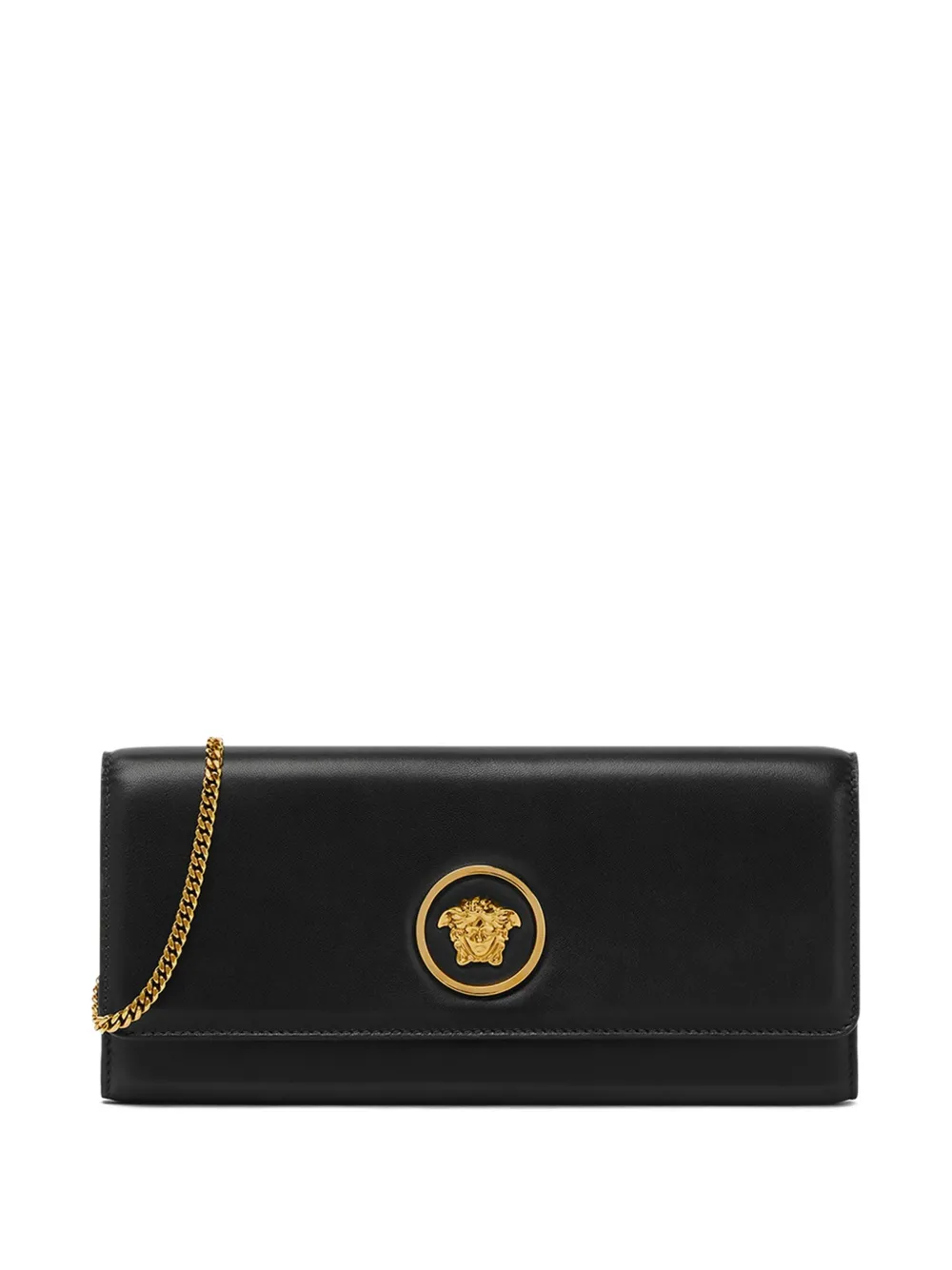 Versace Medusa-plaque Calfskin Shoulder Bag In Black