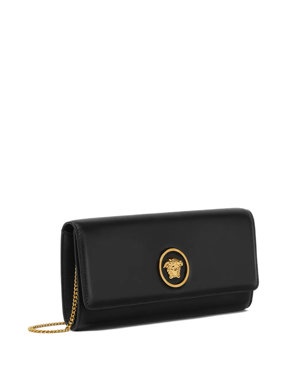 Versace Medusa-plaque Calfskin Shoulder Bag In Black