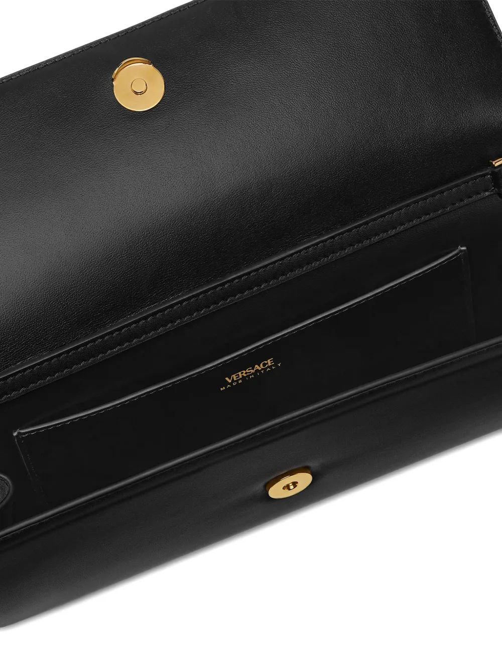Versace Medusa-plaque Calfskin Shoulder Bag In Black