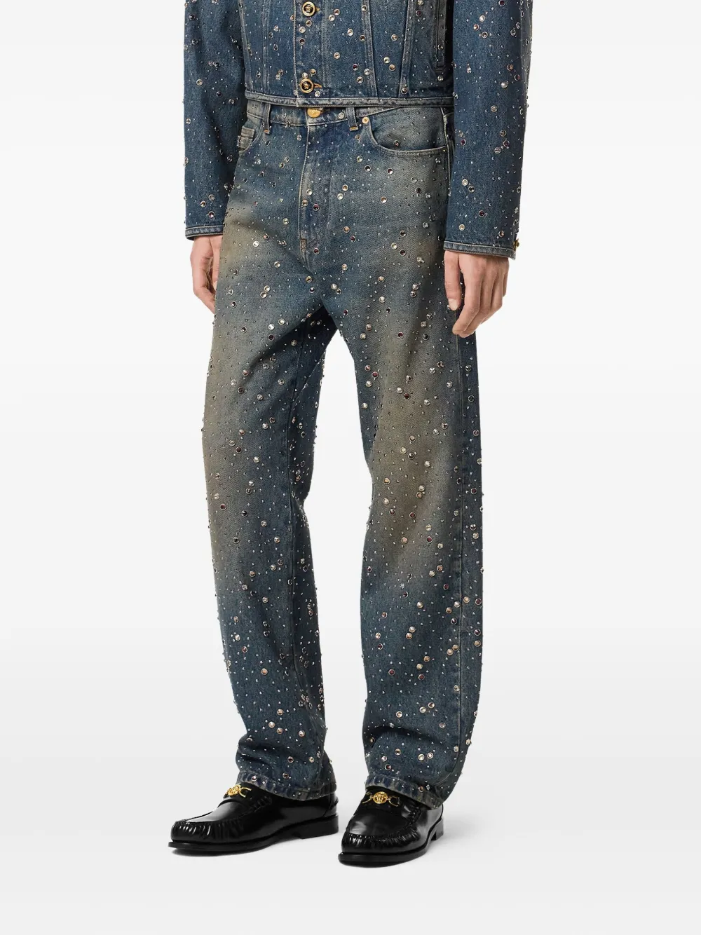 Versace Jeans verfraaid met kristallen Blauw