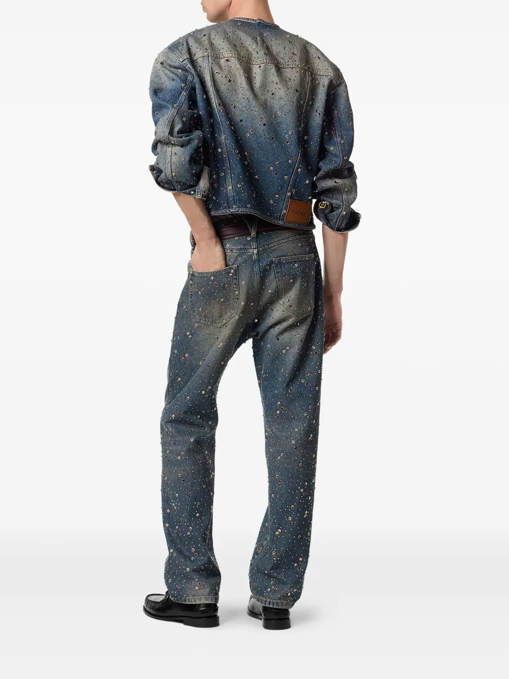 Versace crystal-embellished jeans - Blauw