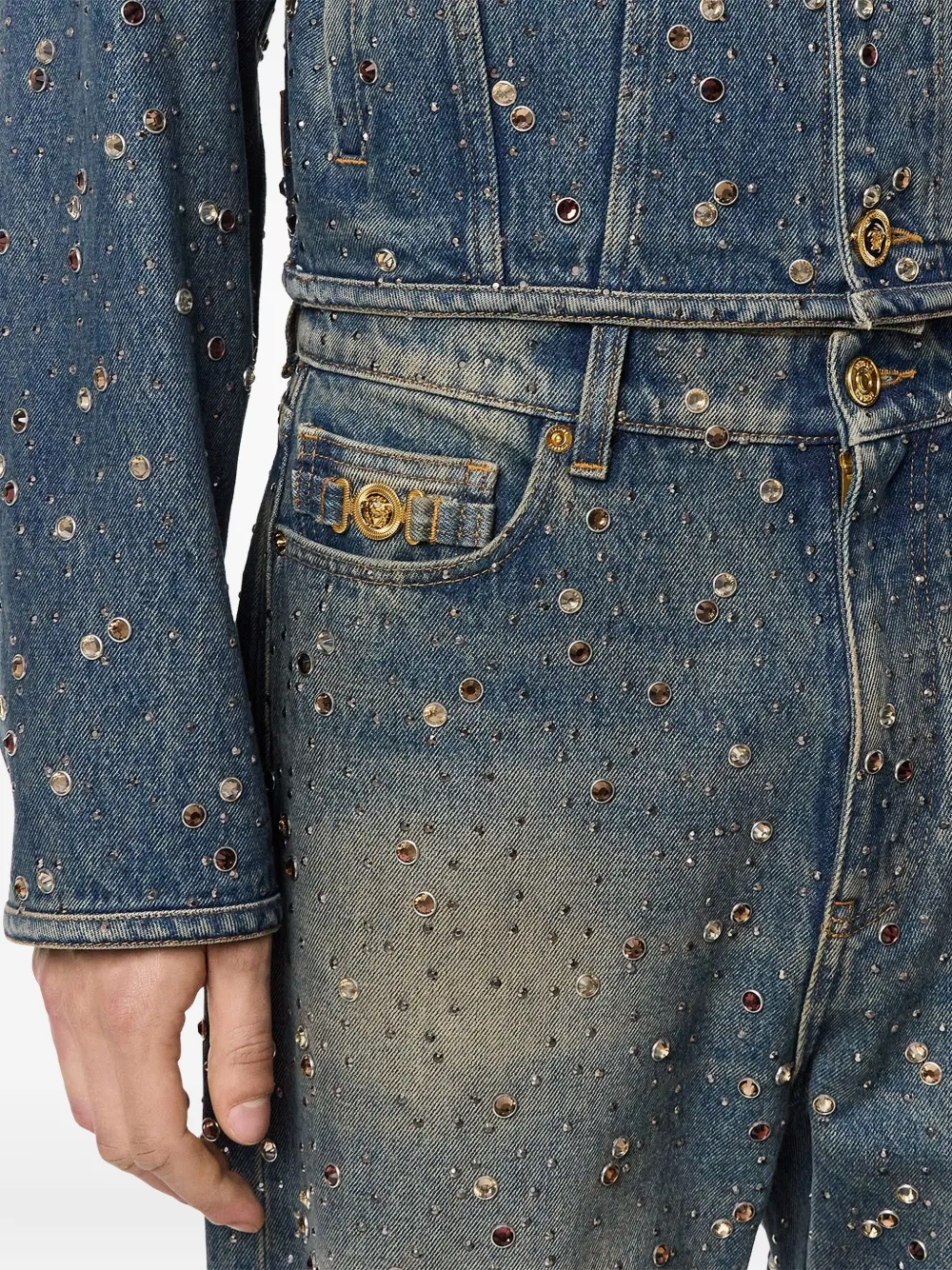 Versace Jeans verfraaid met kristallen Blauw
