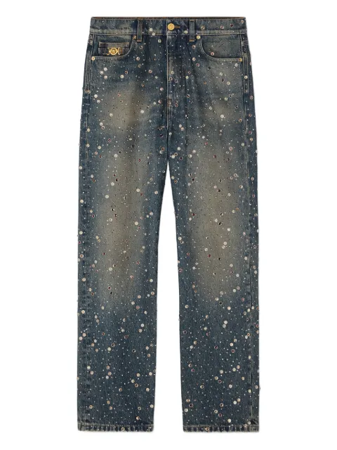 Versace crystal-embellished jeans