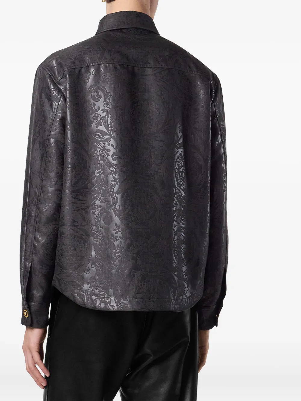 Versace Shirtjack met Barocco-reliëf Zwart