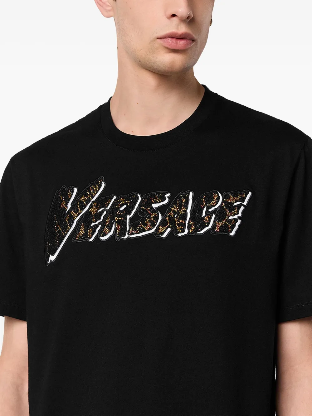 Versace T-shirt met verfraaid logo Zwart