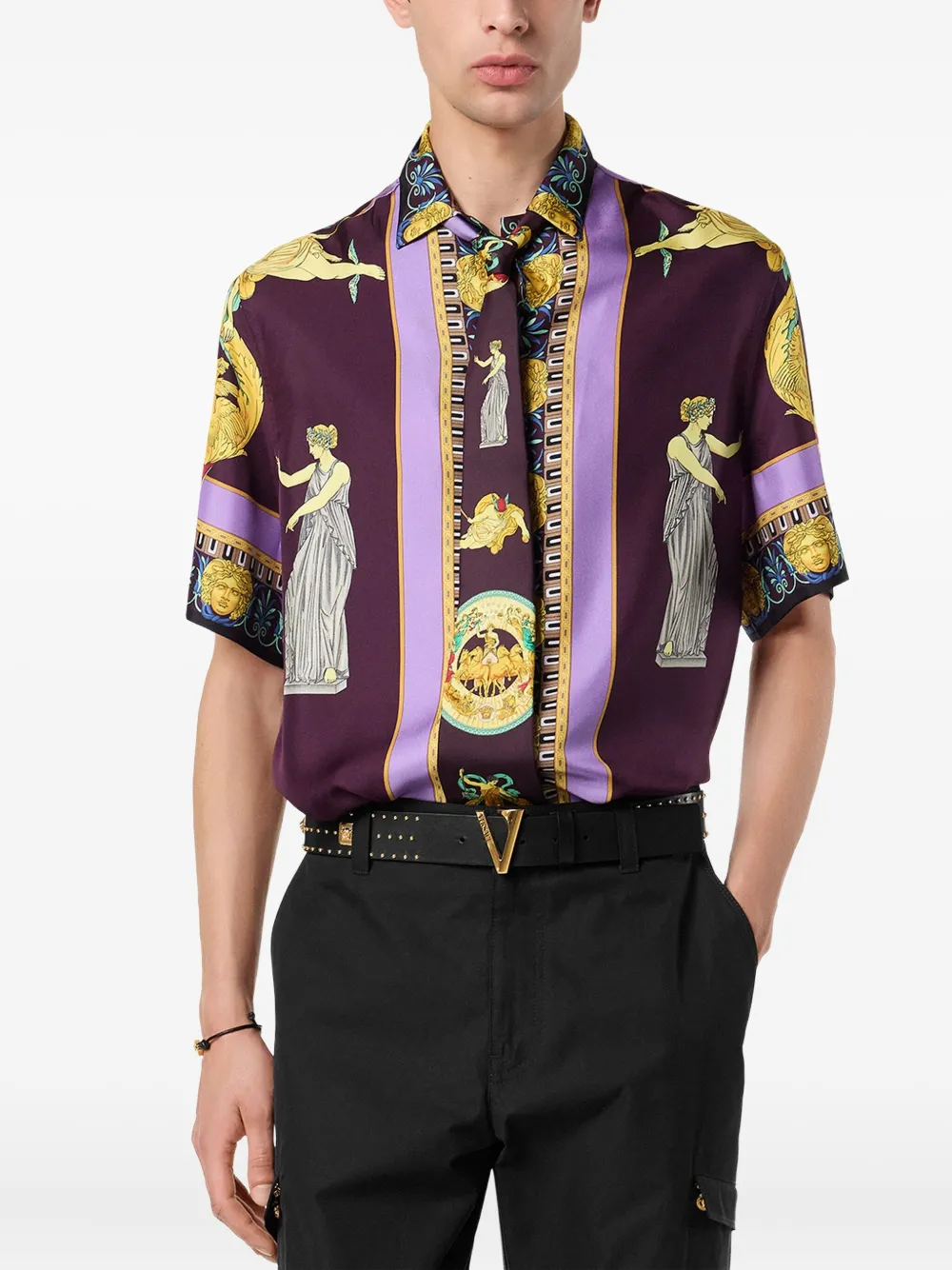 Versace Stropdas met barokprint Paars