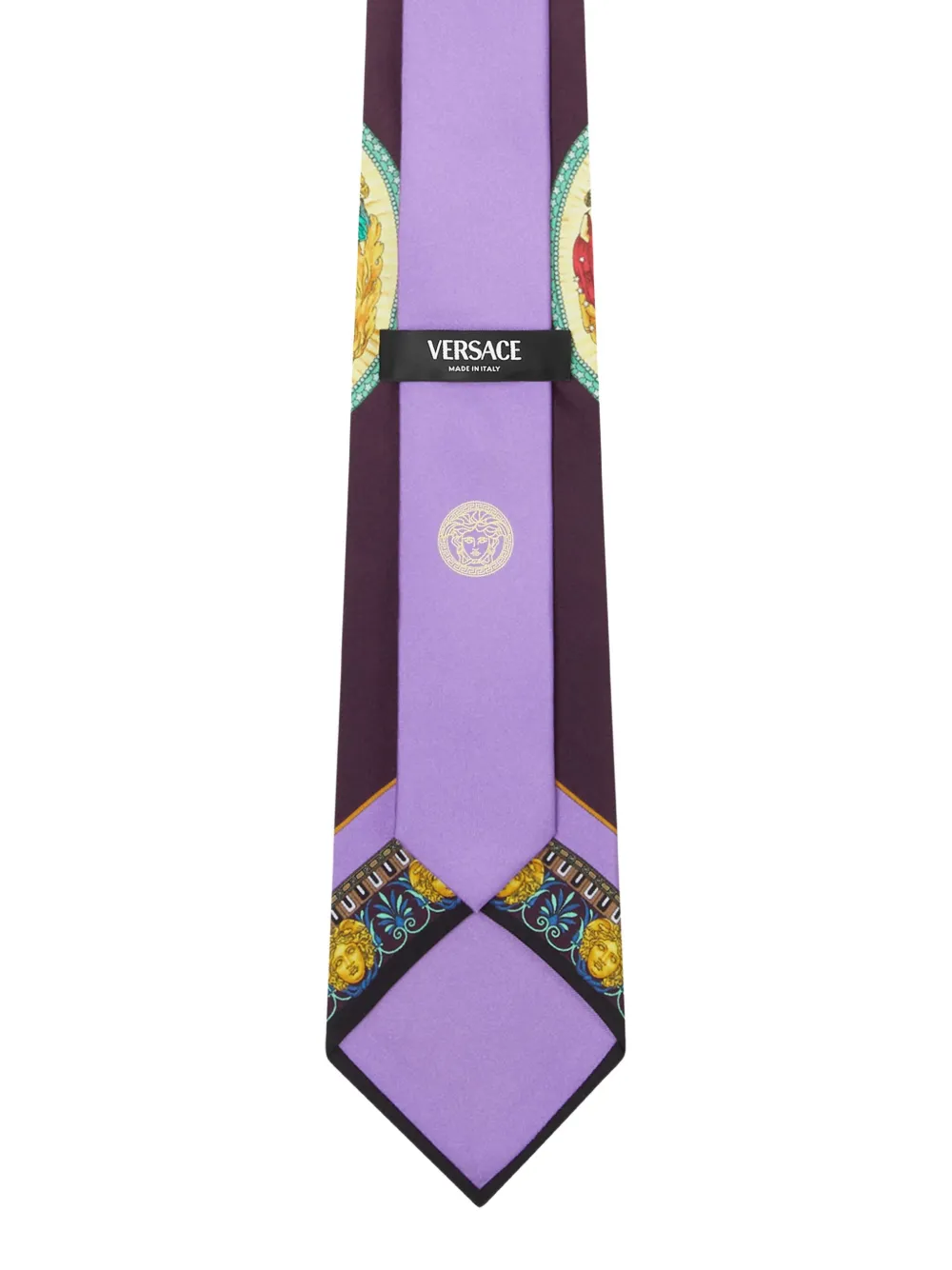 Versace baroque-print silk tie - Paars
