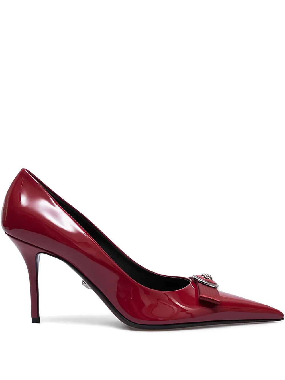 Versace 90mm bow-embellished pointed-toe pumps Red