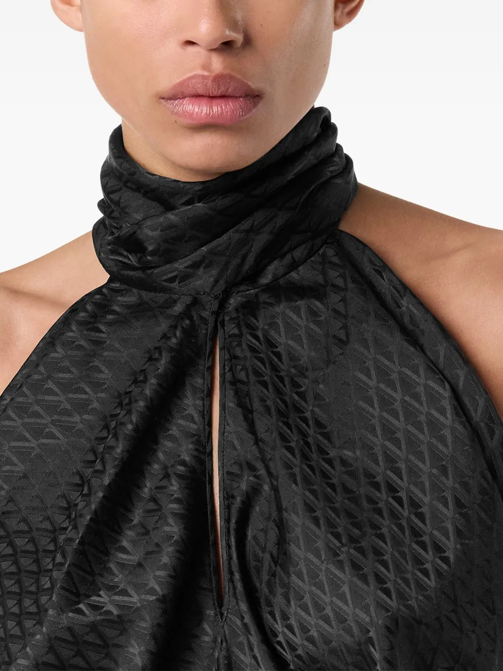 Versace Top met gestrikte hals en textuur Zwart