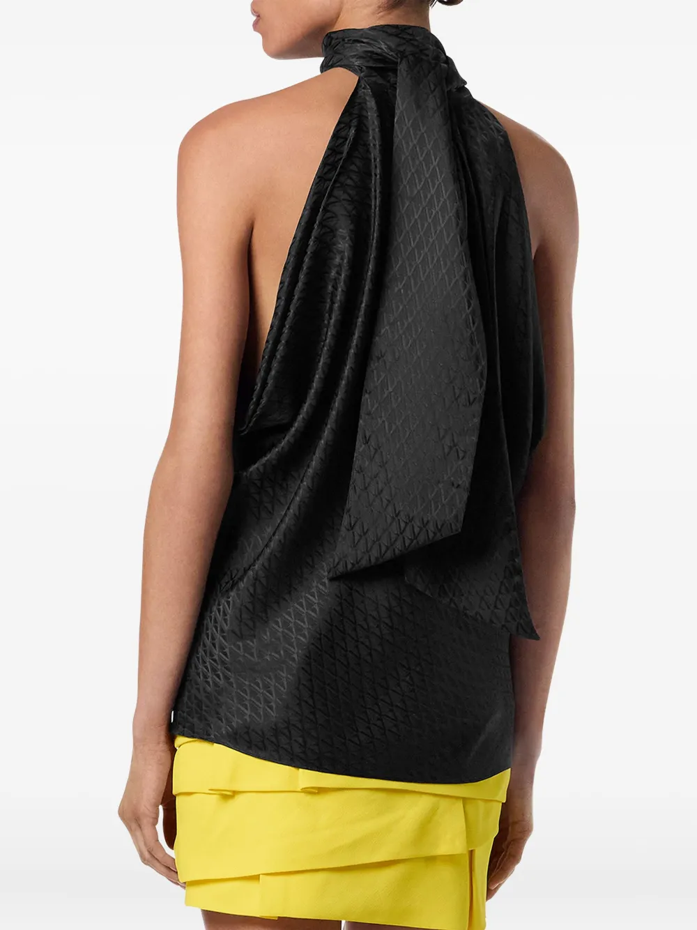 Versace Top met gestrikte hals en textuur Zwart