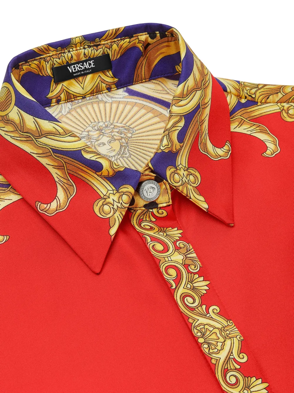 Versace Cheetah Barocco zijden blouse Rood