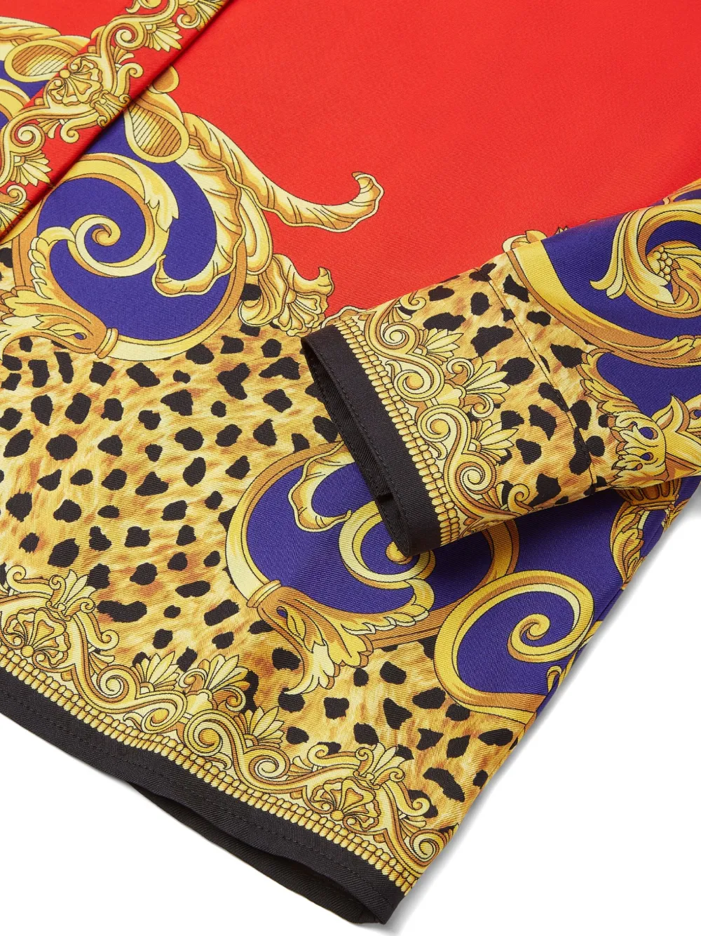 Versace Cheetah Barocco zijden blouse Rood