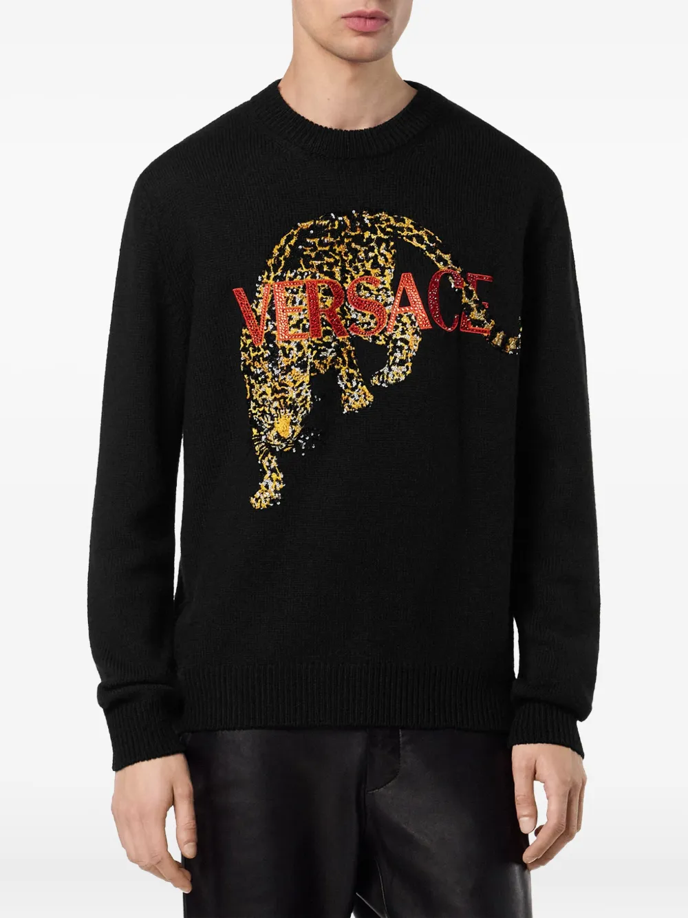 Versace Trui verfraaid met jaguar Zwart