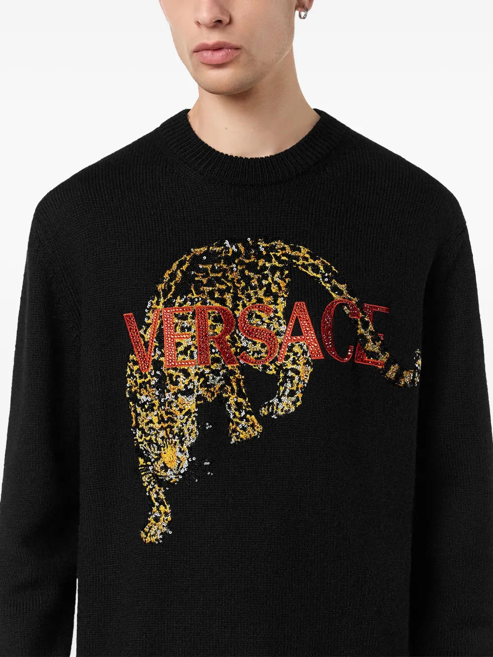 Versace Trui verfraaid met jaguar Zwart
